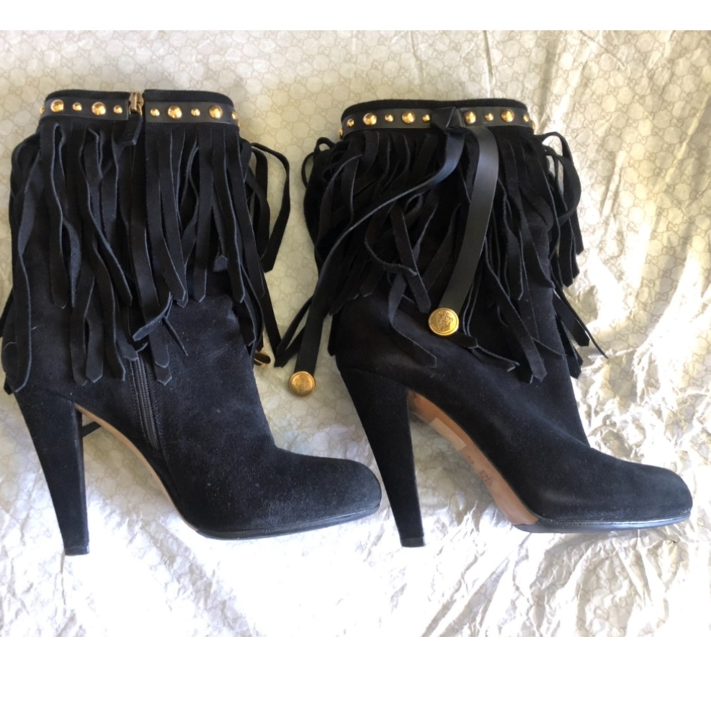 Authentic Gucci Babouska Hysteria Black Suede Boots 37 - Picture 5 of 9